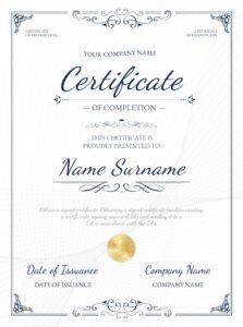 经典蓝色商务荣誉证书奖状